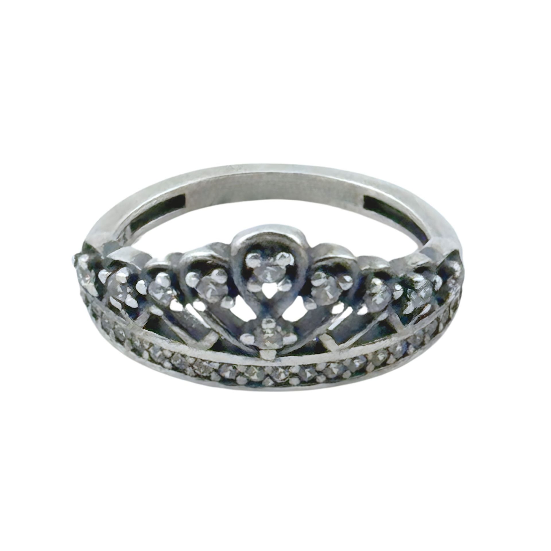 Inel din Argint 925, Jolie Silver, pentru Dama, Model Coroana cu Pietre, Marimea 51, Argintiu