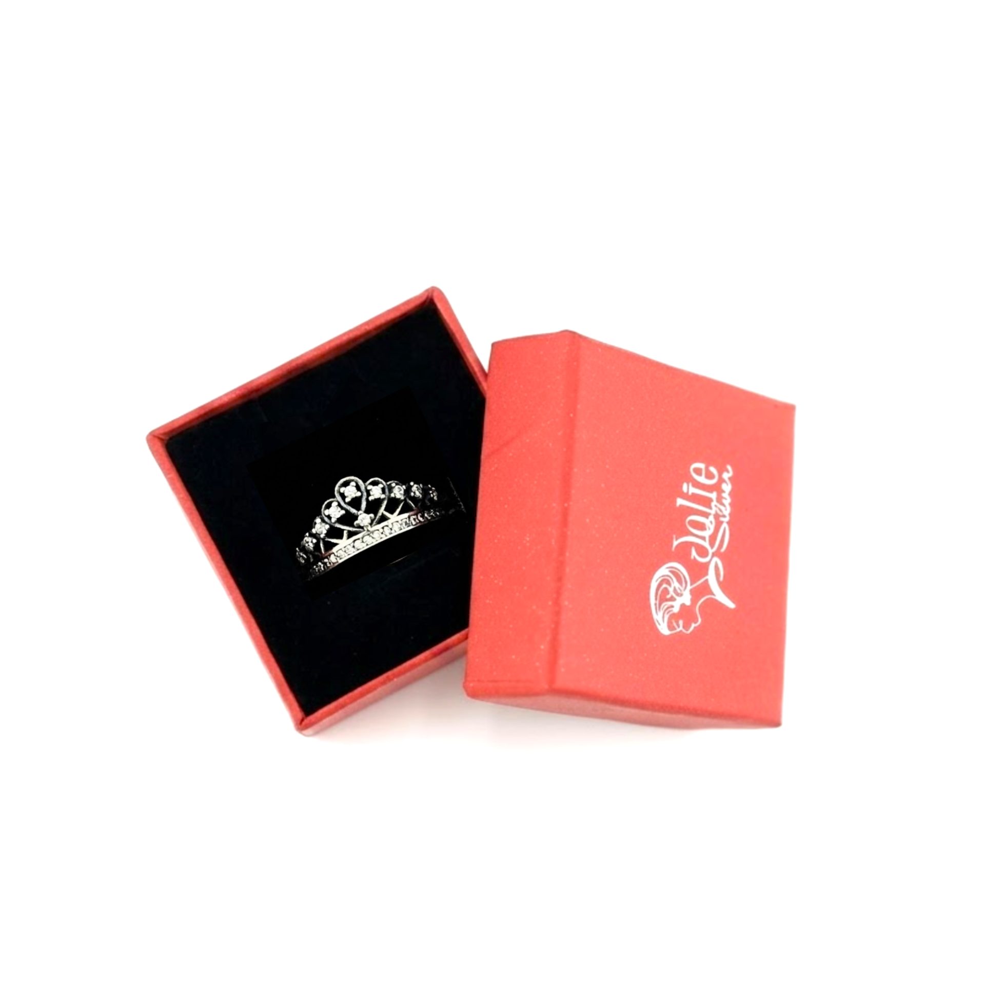 Inel din Argint 925, Jolie Silver, pentru Dama, Model Coroana cu Pietre, Marimea 51, Argintiu