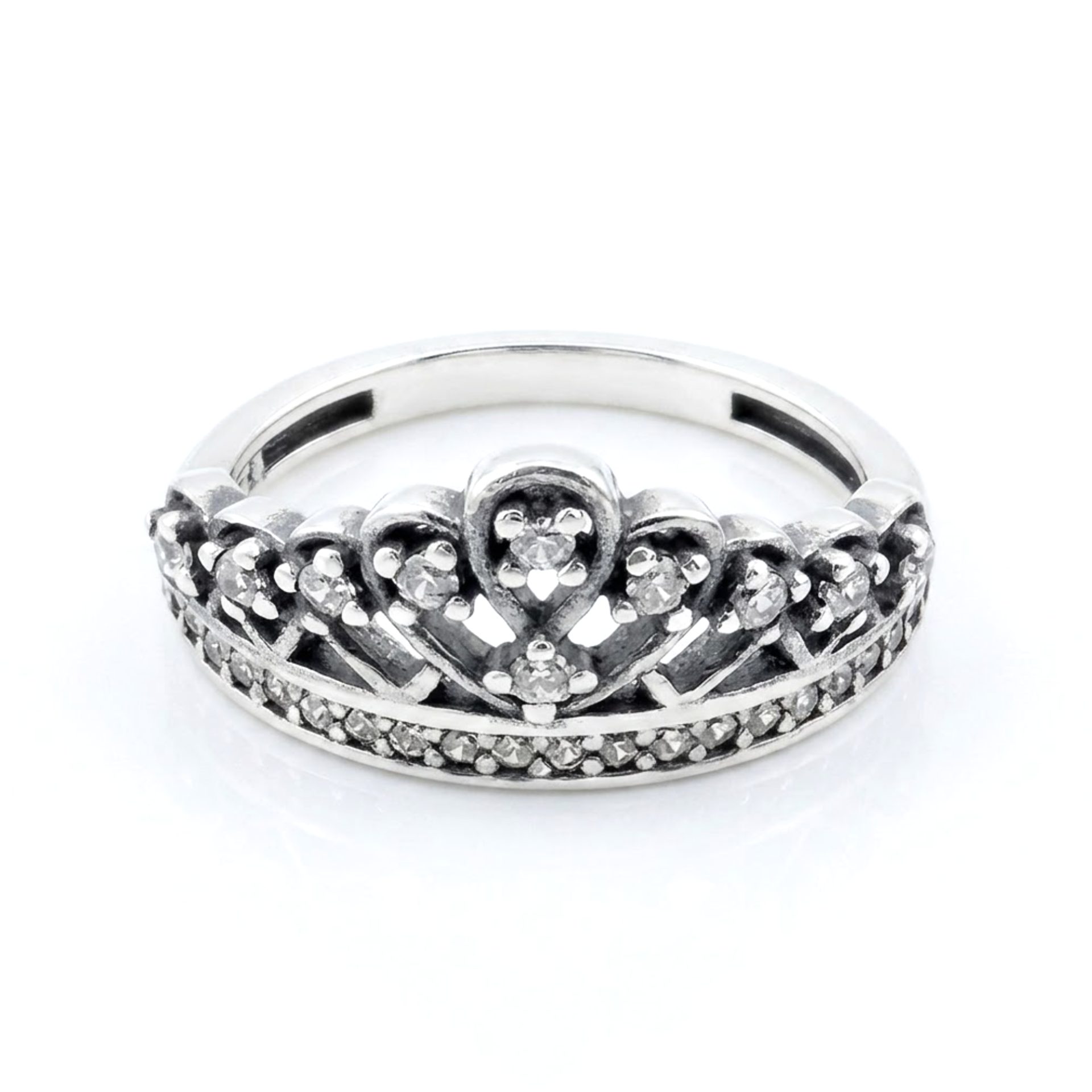 Inel din Argint 925, Jolie Silver, pentru Dama, Model Coroana cu Pietre, Marimea 51, Argintiu