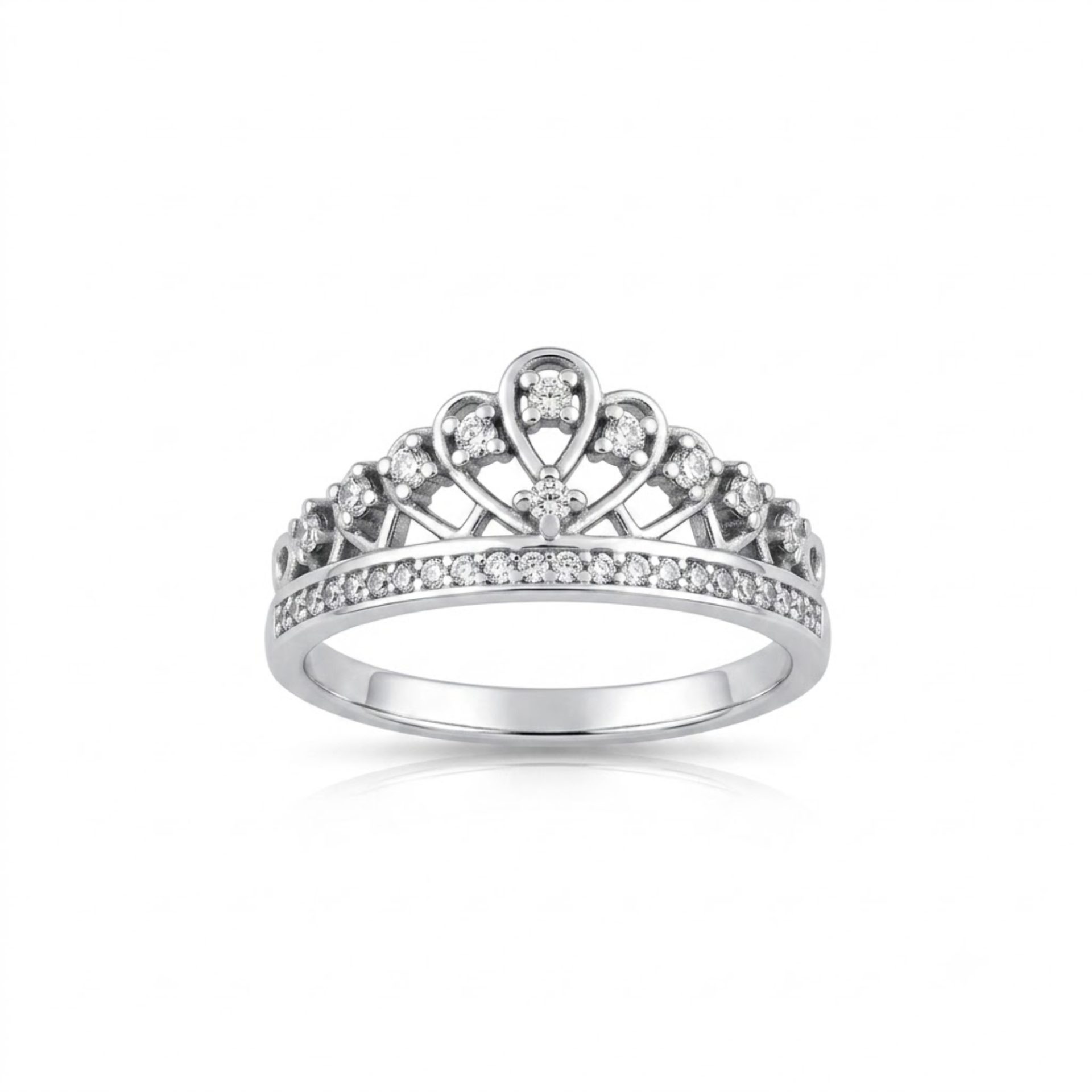 Inel din Argint 925, Jolie Silver, pentru Dama, Model Coroana cu Pietre, Marimea 51, Argintiu