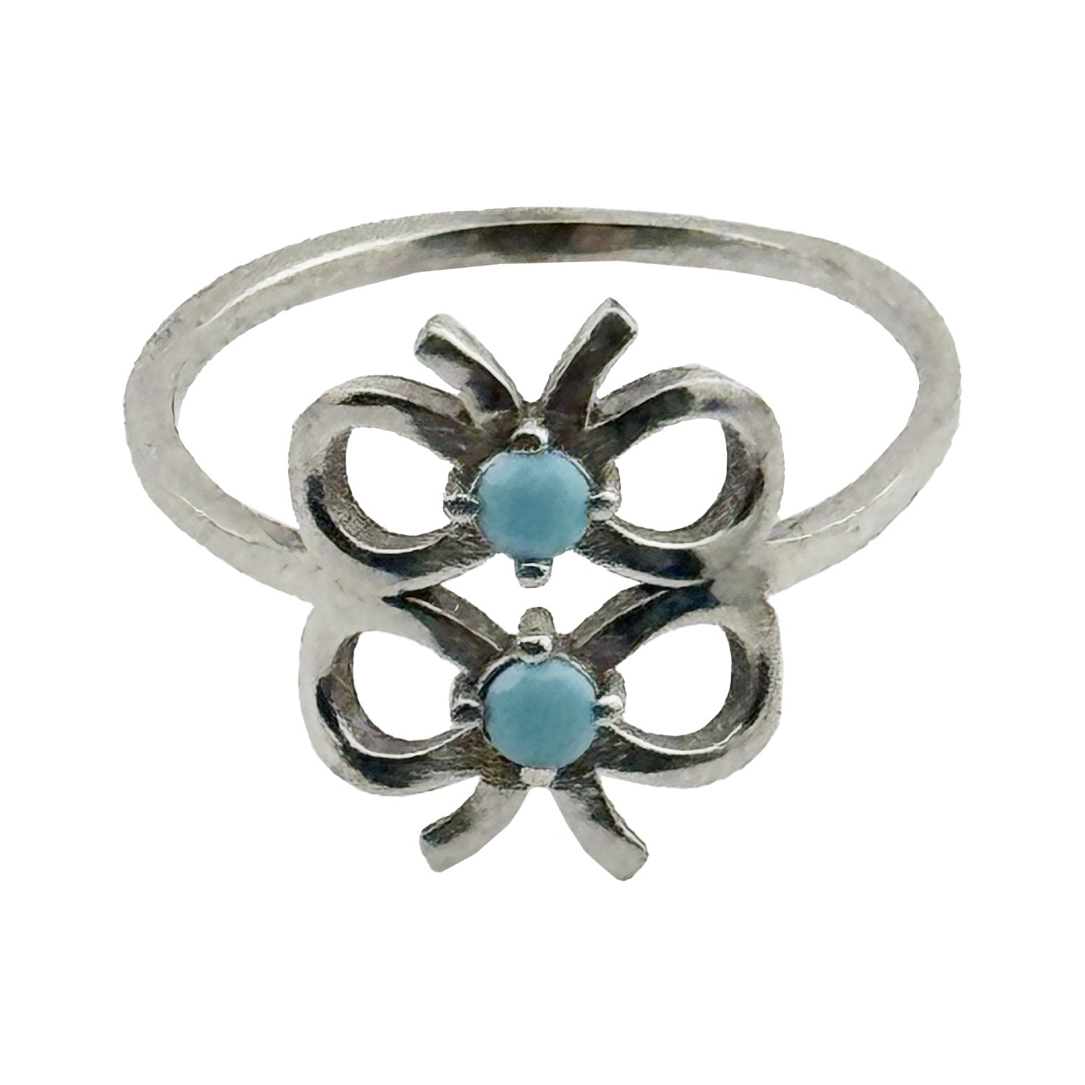 Inel pentru Dama, Jolie, Argint 925, Model 2 Fundite cu Piatra Albastra, 1.7g, 1.5 cm x 1.5 cm, Marimea 51, Argintiu