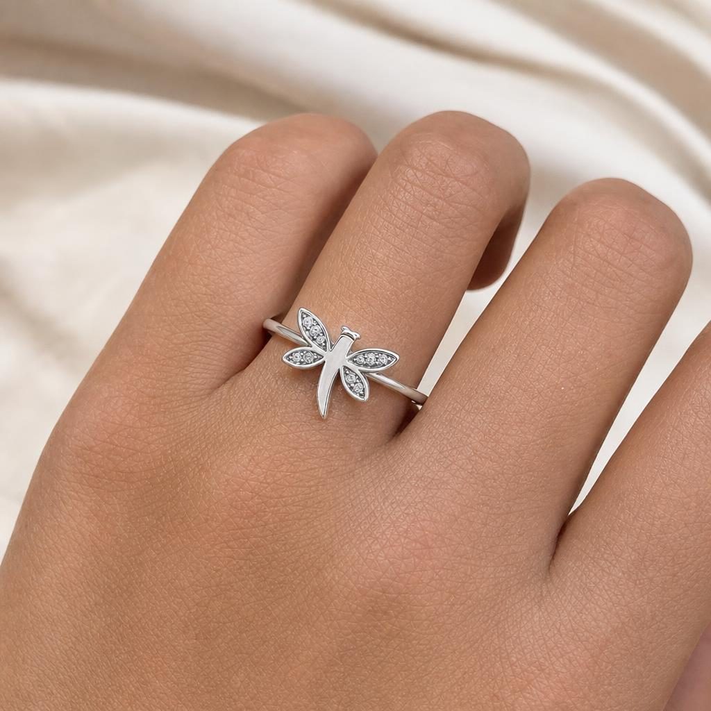 Inel din Argint 925 Libelula cu Pietre, Jolie Silver, 1.3g, 1 cm x 1 cm 2