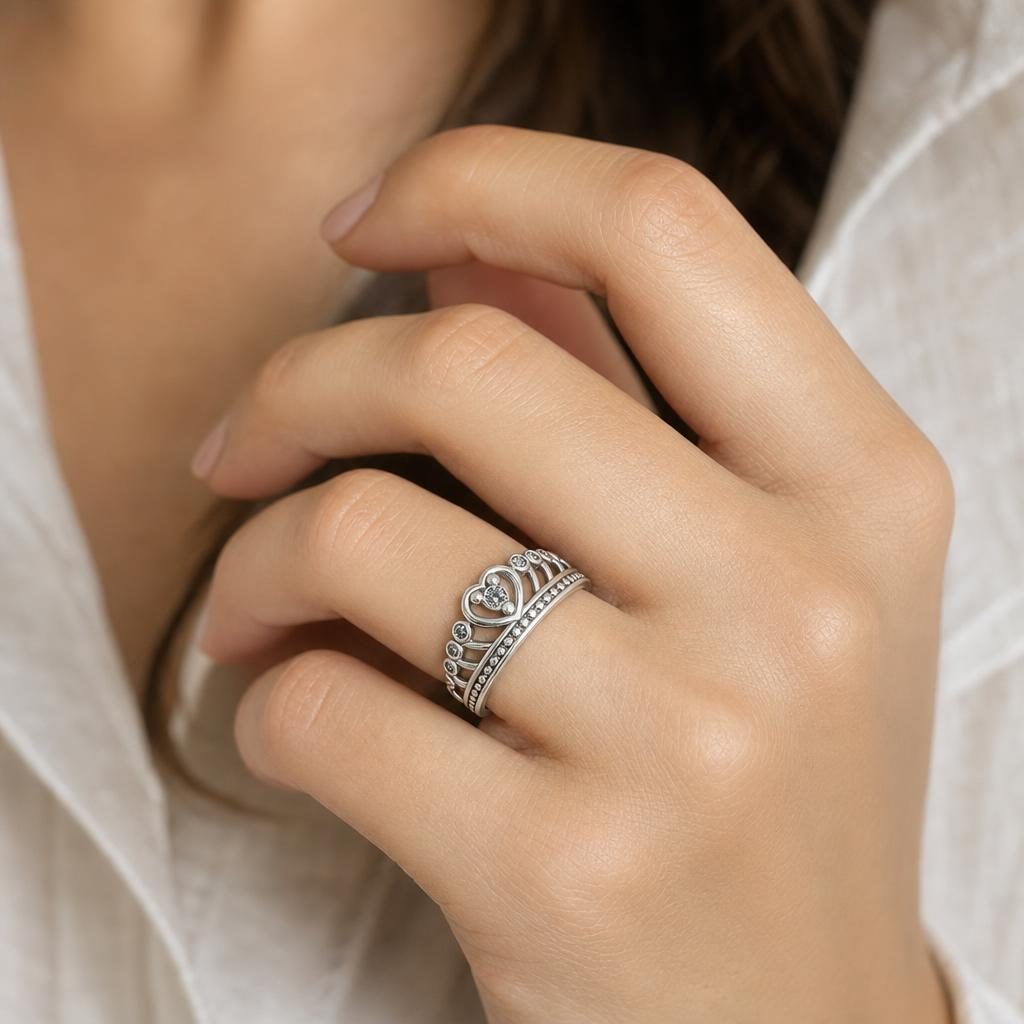 Inel Argint 925 Coroana cu Marcasite si Zirconiu, Marimea 52 2