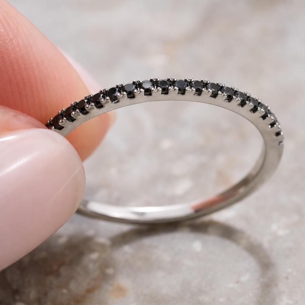 Inel Argint 925 cu Minizirconii Negre, M53, 1.23 g