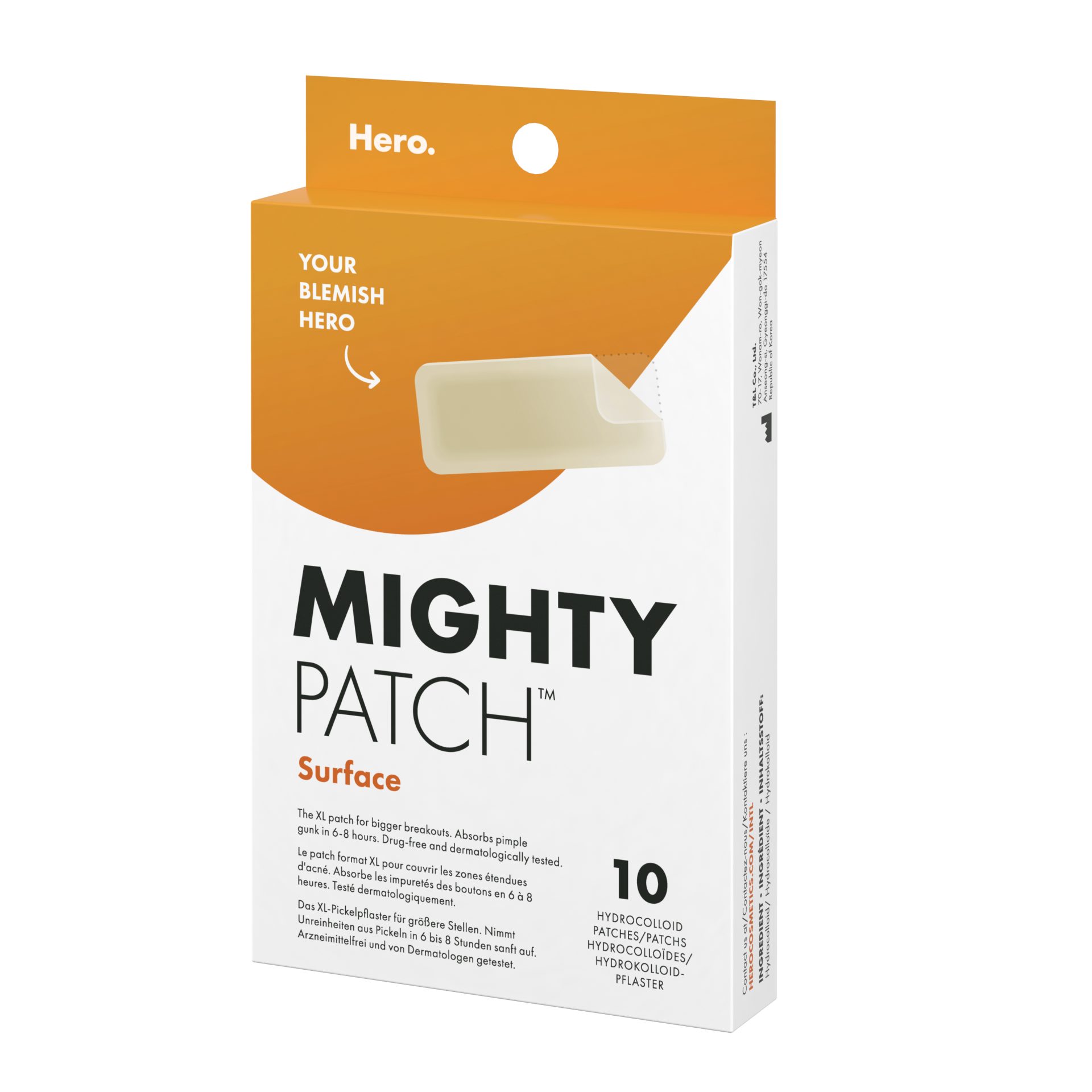 Plasturi hidrocoloidali cu acoperire extinsă Hero Mighty Patch Surface, pentru coșurile de pe față și corp, 10 bucăți 1