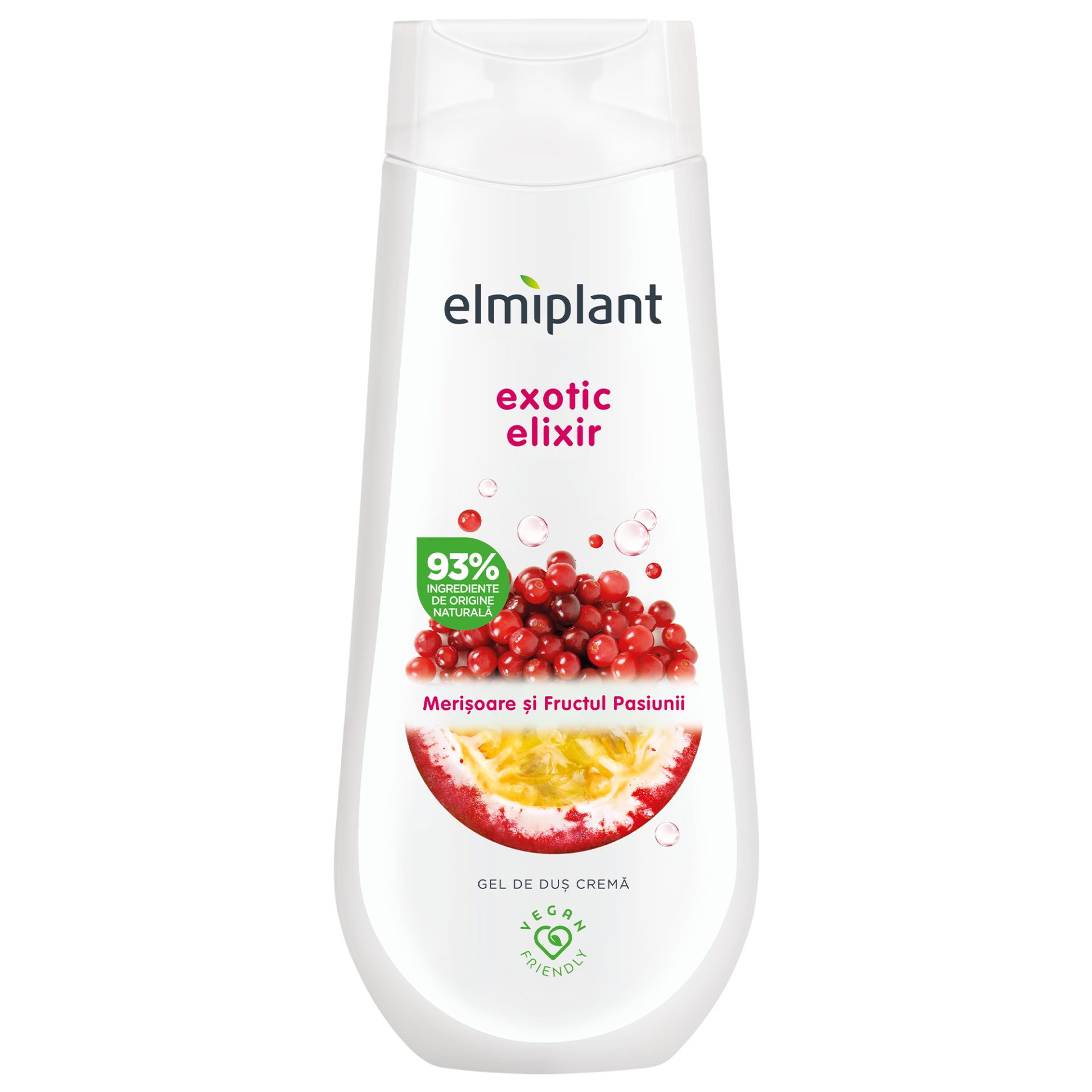 Gel de Dus Crema Elmiplant Cu Merisoare si Fructul Pasiunii 400 ml