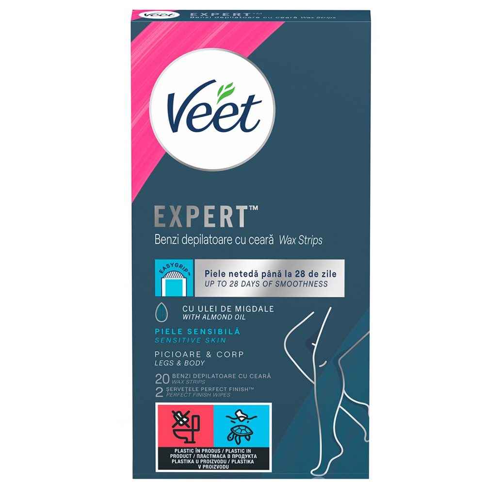 Gel, Veet Benzi Ceara Depilatoare Corp 12 buc Easy, Piele Sensibila 1
