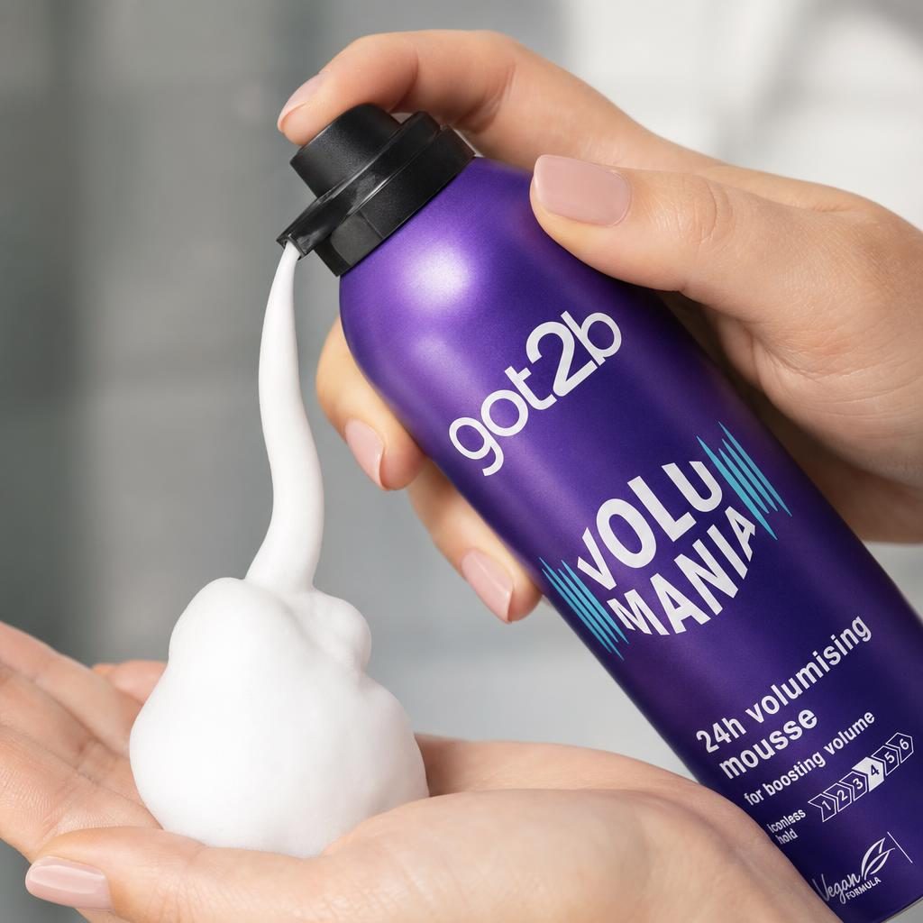 Spuma de Par pentru Volum, Schwarzkopf got2b Volumania, 24h Volumising Mousse, Formula Vegana, 92.8% Ingrediente Naturale, Nivel Fixare Iconless Hold, Par Uscat, Mov 4
