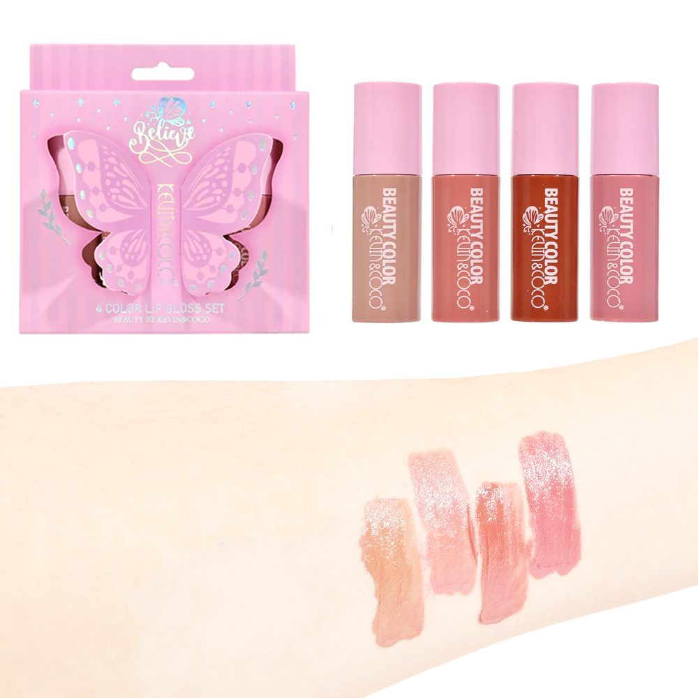 Set Luciu de Buze, Kevin&Coco, 4 Lip Gloss, Model Believe, Stralucire si Hidratare Intensa, 10x2.2x10.3 cm, 4x2.5 ml, Multicolor 3