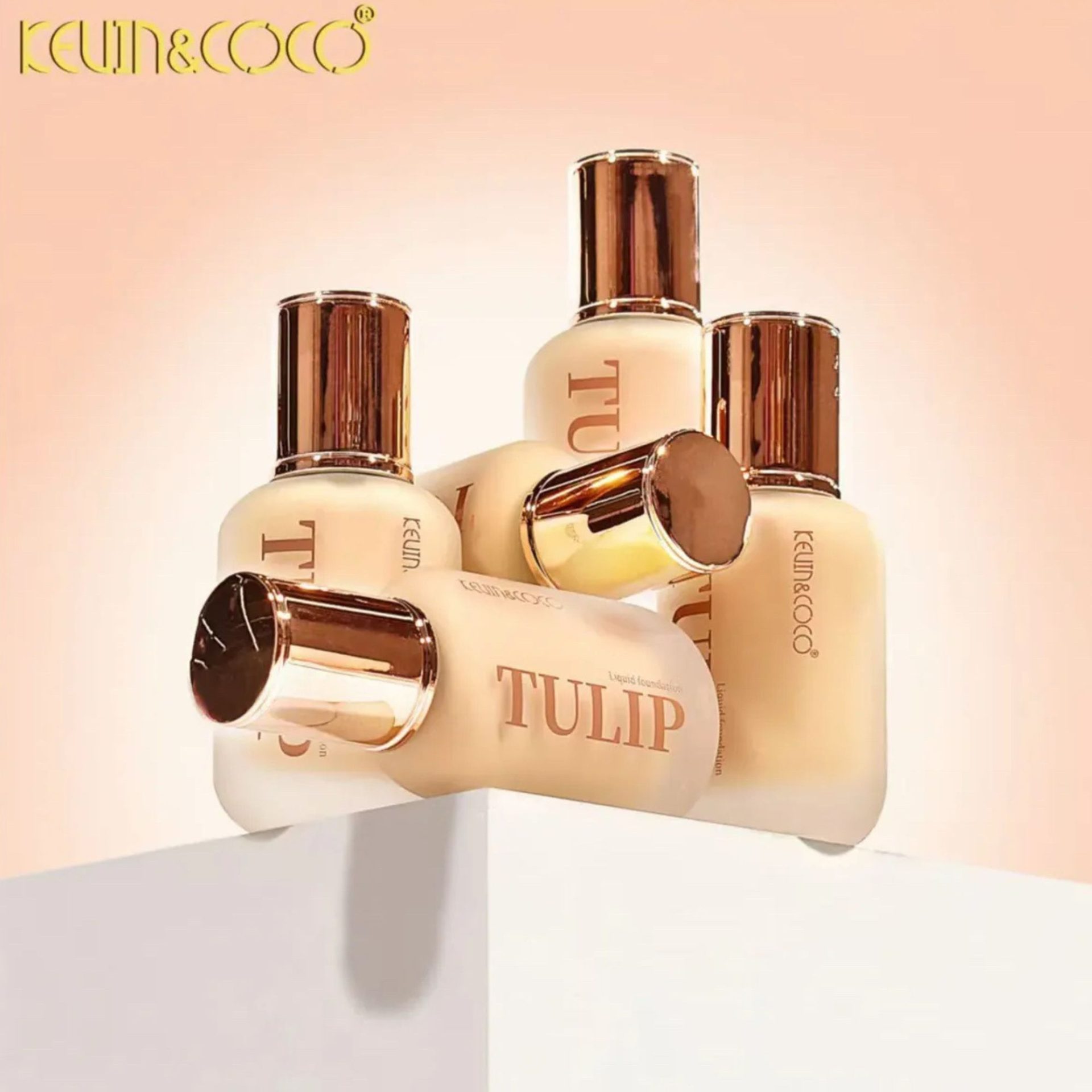 Fond de Ten, Kevin&Coco, Model Tulip, Textura Lichida, Acoperire Naturala, 38 ml, 5 x 3.7 x 10.7 cm, Nuanta 2, Natural Beige 2