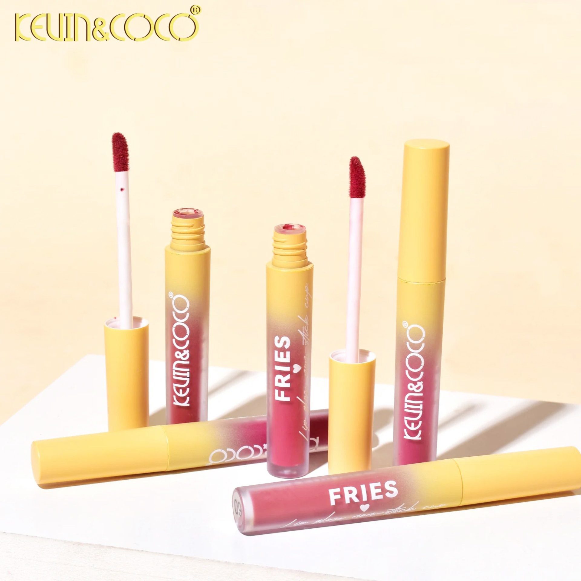 Set Luciu de buze, Kevin&Coco, Fries Baby, 4 Lip Gloss-uri, Stralucire si Hidratare Intensa, Rezistent, Model A, Multicolor 5