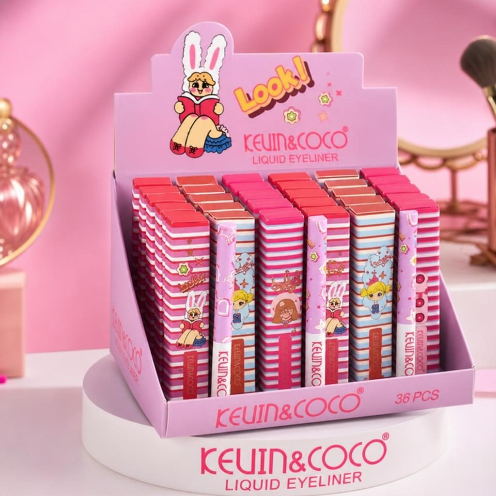 Display 36 Eyelinere Lichide, Kevin&Coco Liquid Eyeliner, Aplicare Precisa pentru Conturarea Ochilor, Design Colorat, Ideal pentru Utilizare Zilnica și Revanzare, Multicolor 4
