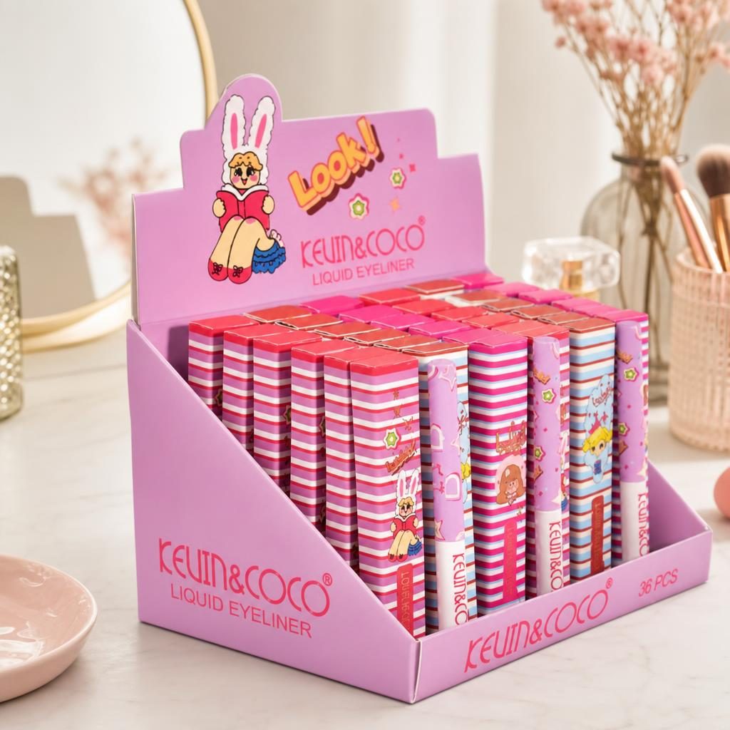Display 36 Eyelinere Lichide, Kevin&Coco Liquid Eyeliner, Aplicare Precisa pentru Conturarea Ochilor, Design Colorat, Ideal pentru Utilizare Zilnica și Revanzare, Multicolor 5