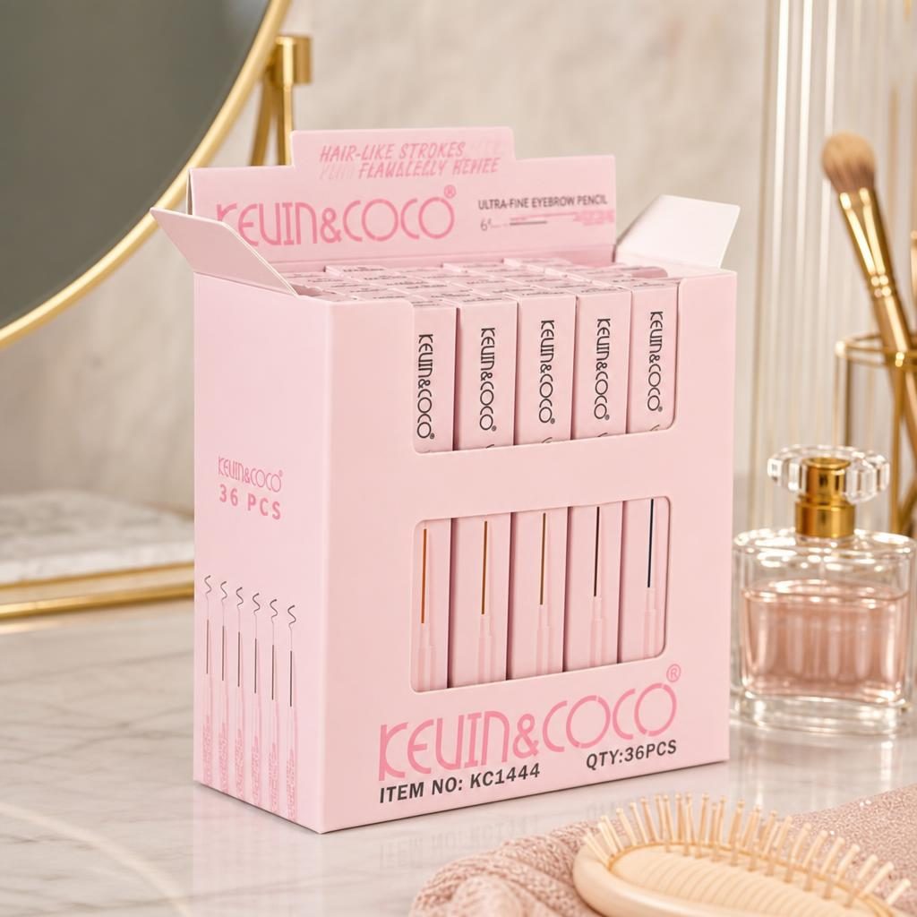 Set 36 Creioane pentru Sprancene cu Varf Fin Tip Microblading Kevin&Coco, Efect Fire de Par Naturale, 6 Nuante, Aplicare Precisa pentru Contur și Umplere, Aspect Definit si Uniform al Sprancenelor, Roz 5
