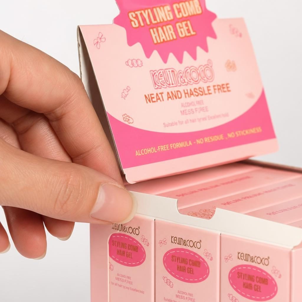 Set 12 tuburi Gel de Styling pentru Par cu Aplicator Tip Pieptene, Kevin&Coco, Fixare Puternică și de Lunga Durata, Aplicare Uniforma fara Reziduuri, Ideal pentru Aranjarea Firelor Rebele și Finisarea Coafurii, Roz 3