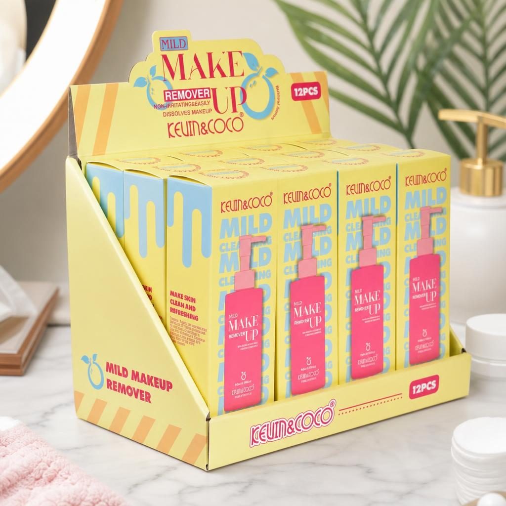 Set Demachiant Delicat Kevin&Coco Mild Makeup Remover, Curățare și Împrospătare, Display 12 Bucăți, Roz 2