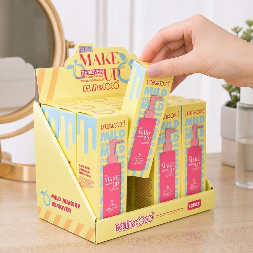 Set Demachiant Delicat Kevin&Coco Mild Makeup Remover, Curățare și Împrospătare, Display 12 Bucăți, Roz 4