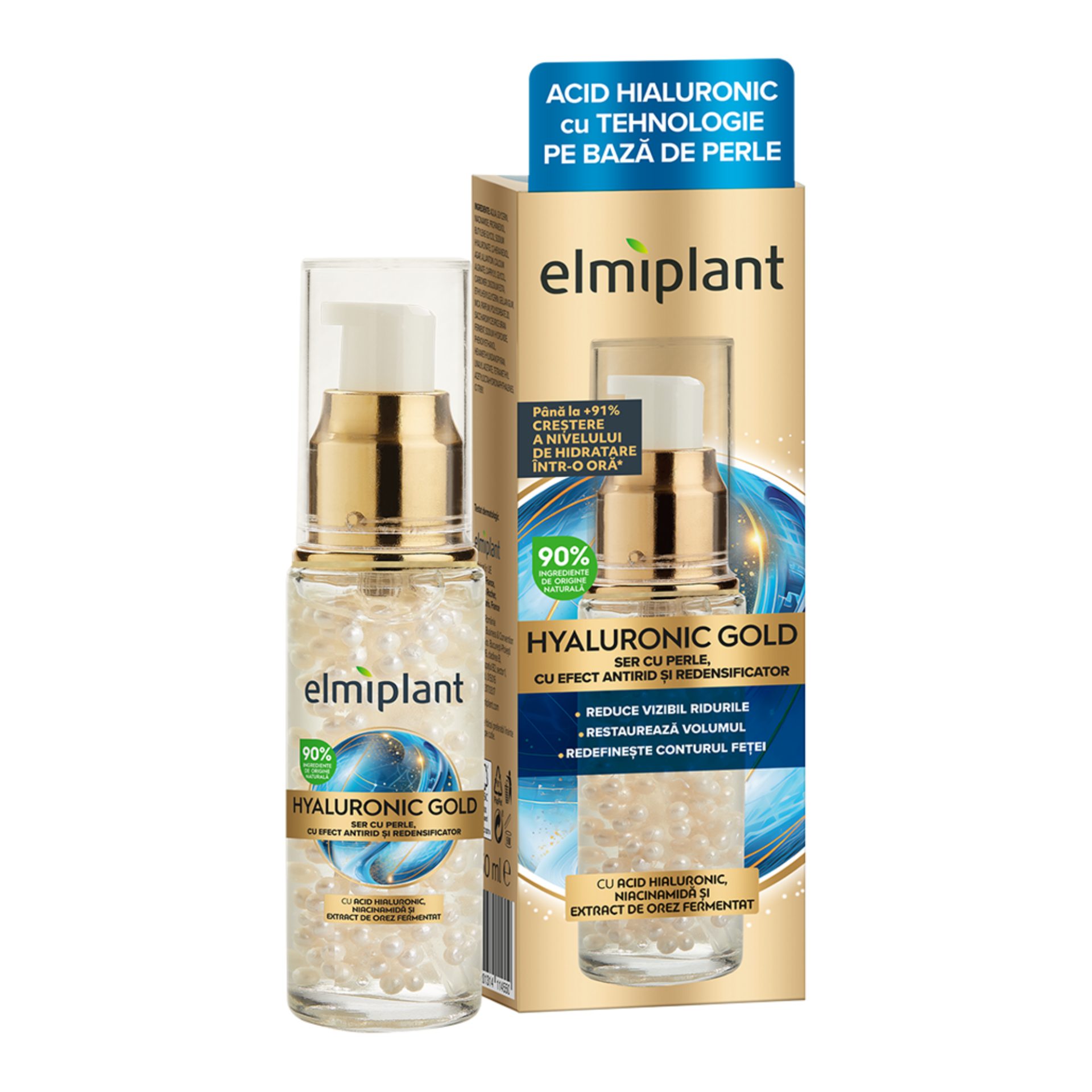 Ser Pentru Fata, Elmiplant, Hyaluronic Gold, 30 ml 1