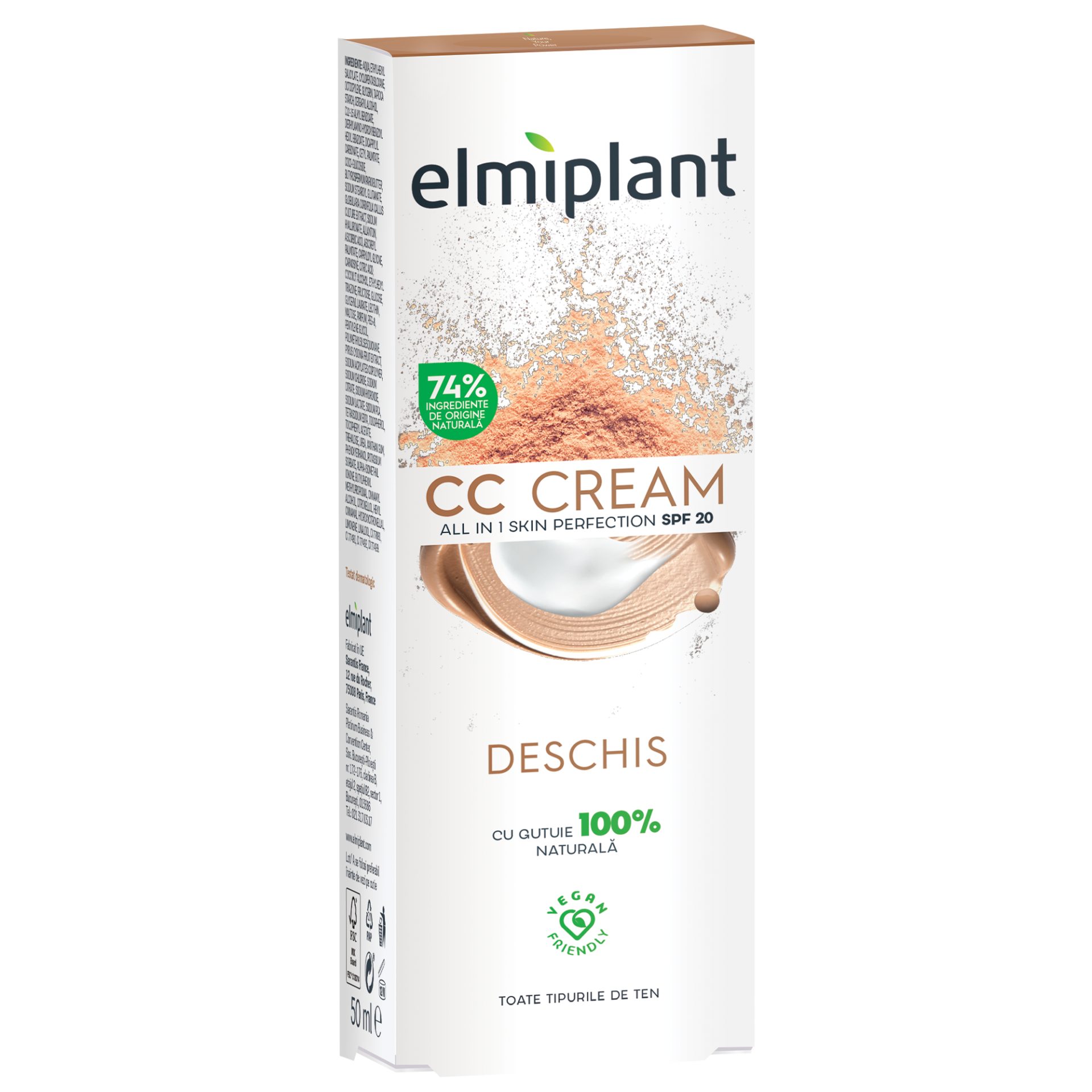 Crema CC Pentru Fata, Elmiplant, Crema de Zi Nuanta Deschisa, 50 ml 1