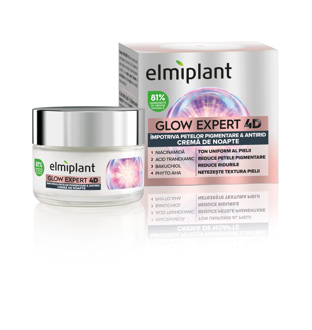 Crema de noapte Elmiplant Glow Expert 4D Impotriva Petelor Pigmentare si Antirid