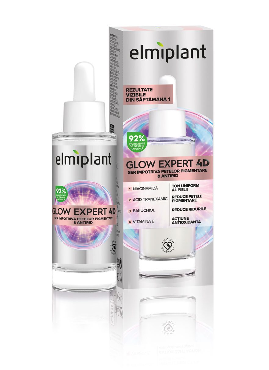 Ser Pentru Fata Elmiplant Glow Expert 4D Impotriva Petelor Pigmentare si Antirid