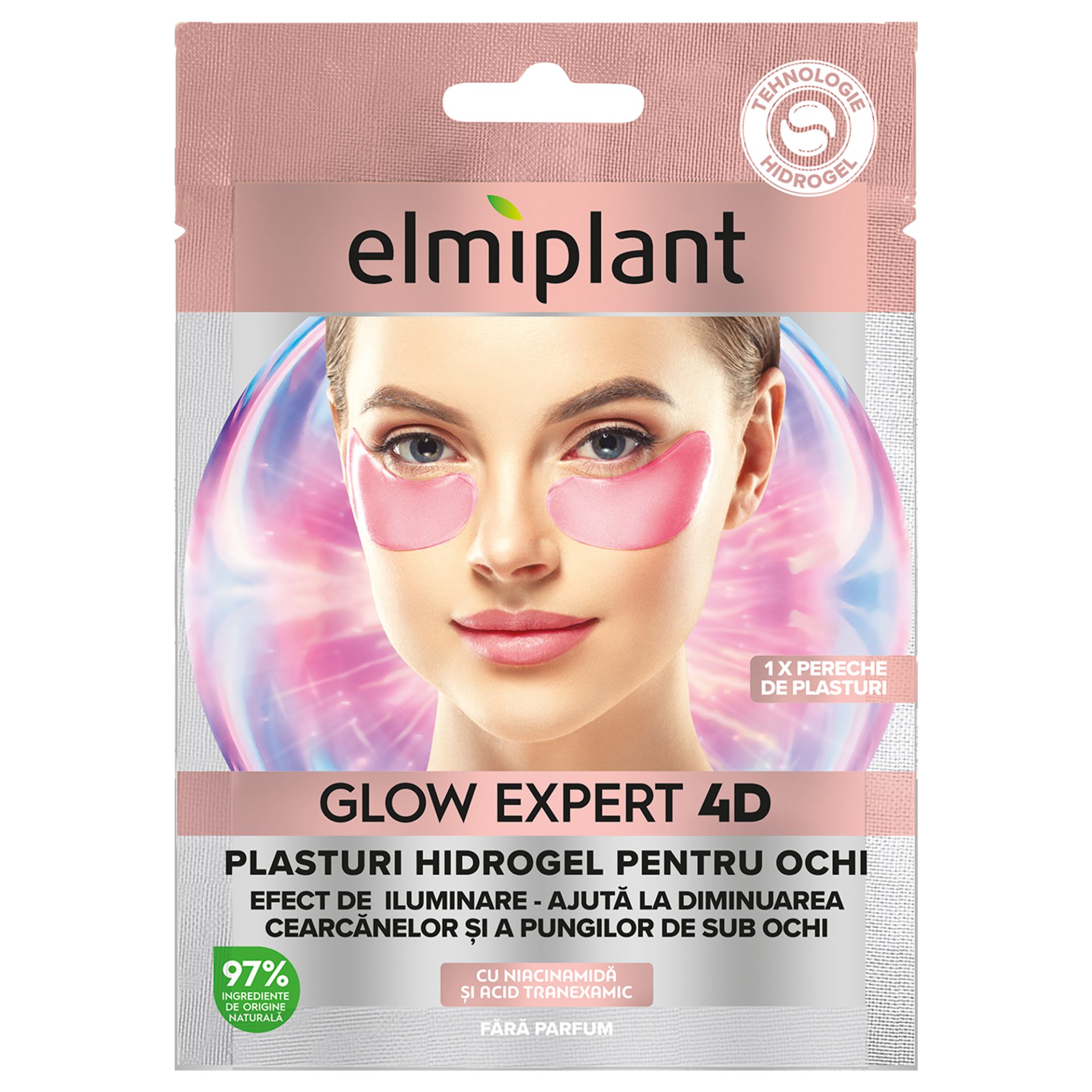 Plăstri Hidrogel Pentru Ochi Elmiplant Glow Expert 4D cu Niacinamidă