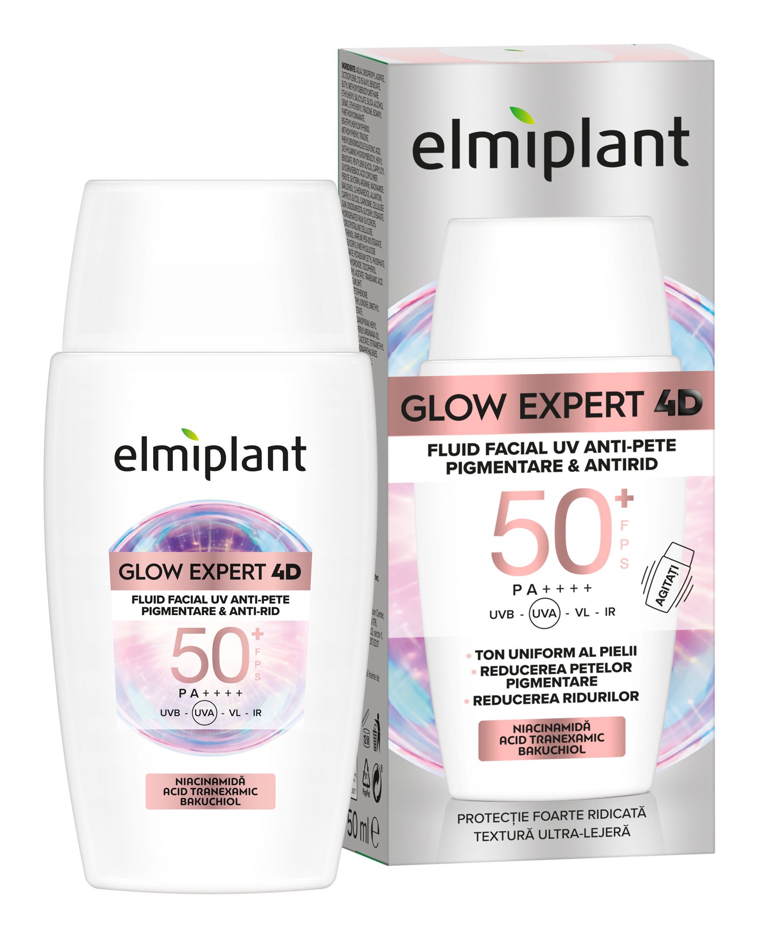 Fluid Facial Elmiplant Glow Expert 4D UV Anti Pete Pigmentare SPF 50+
