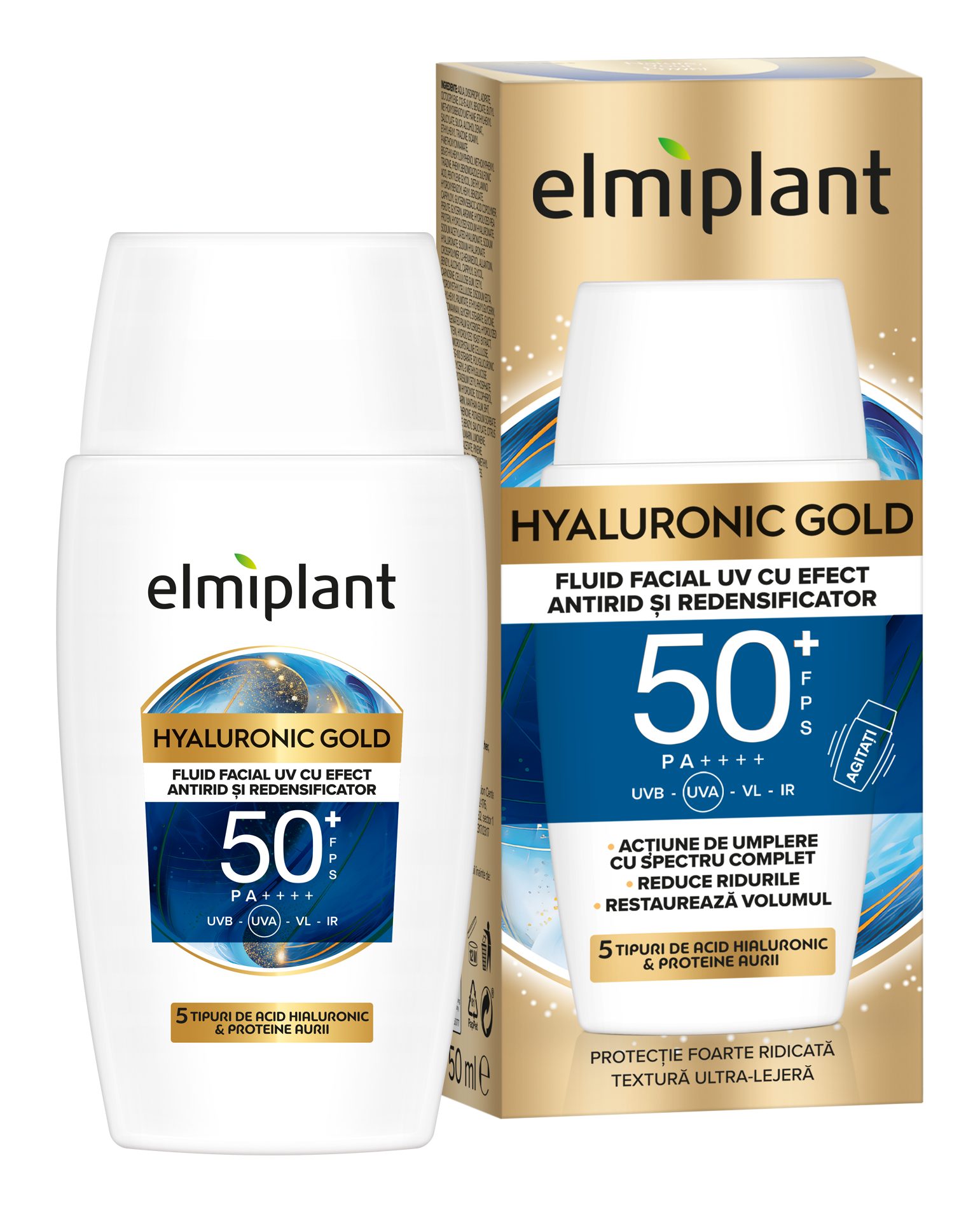Fluid Facial Elmiplant Hyaluronic Gold UV SPF 50+