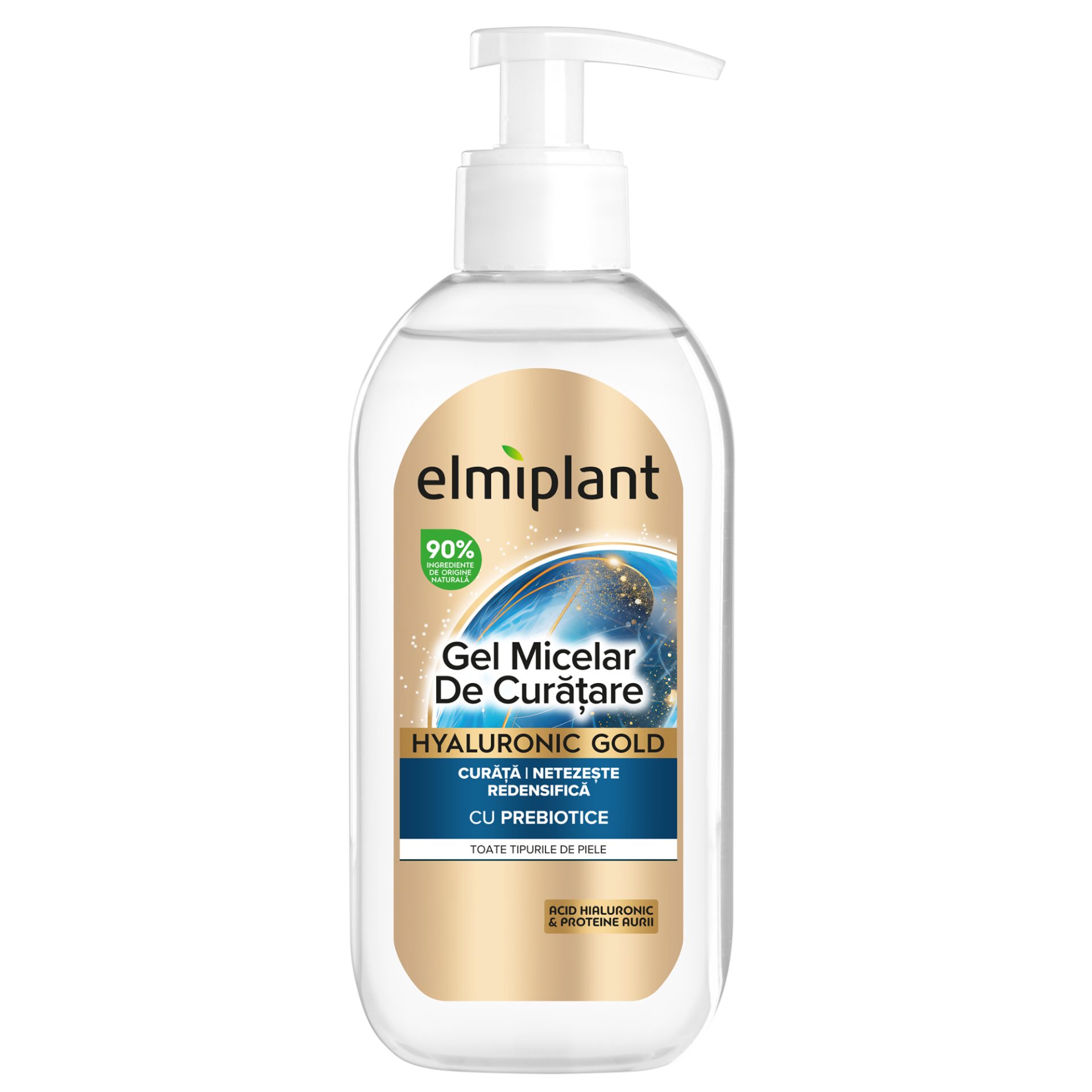 Gel Micelar de Curatare, Elmiplant, Hyaluronic Gold cu 92% Ingrediente de Origine Naturala, 200 ml 1