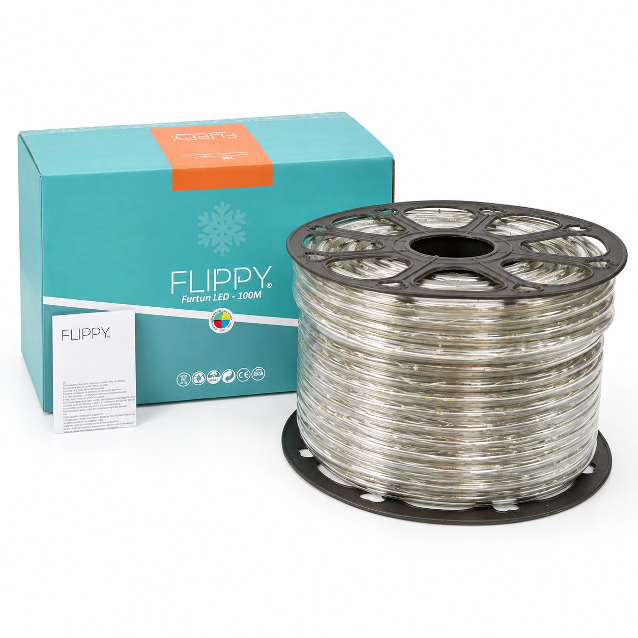 Furtun Luminos LED, Flippy, Fara Transformator, IP44, 2400 LED-uri, 100 m, Multicolor