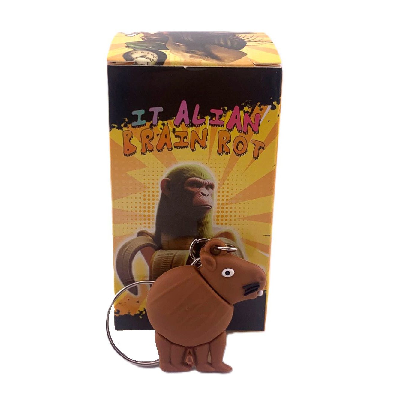 Breloc de Chei Brainrot, , Figurina Capybara, din Silicon, 4 cm, Maro 2