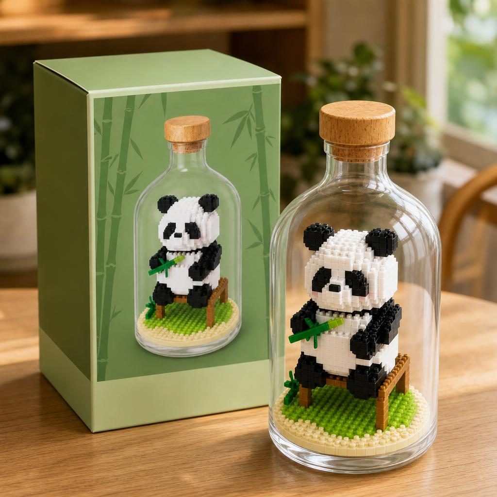 Set de Construit in Sticla, Flippy, din Plastic, +14 Ani, 10 x 19.6 cm, Model Panda 3, Multicolor