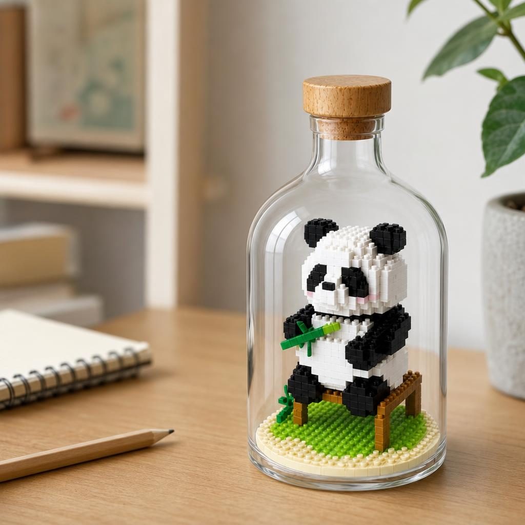Set de Construit in Sticla, Flippy, din Plastic, +14 Ani, 10 x 19.6 cm, Model Panda 3, Multicolor