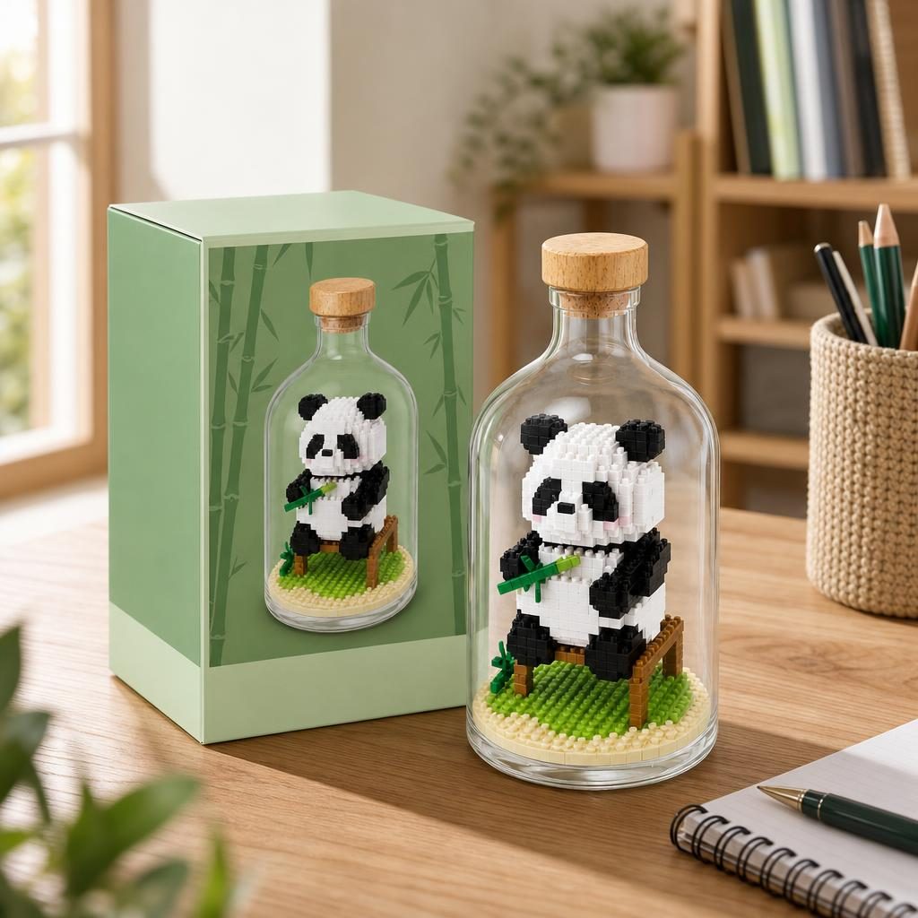 Set de Construit in Sticla, Flippy, din Plastic, +14 Ani, 10 x 19.6 cm, Model Panda 3, Multicolor