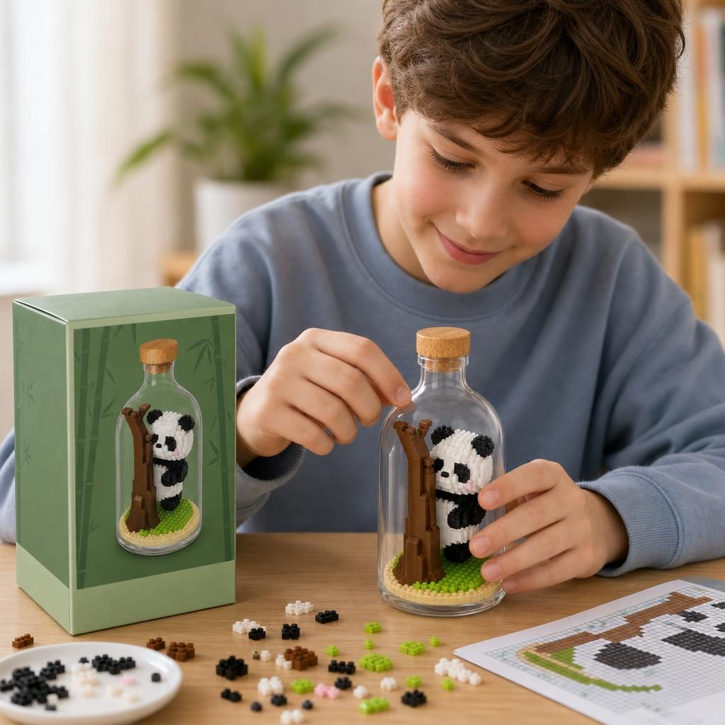 Set de Construit in Sticla, Flippy, din Plastic, +14 Ani, 10 x 19.6 cm, Model Panda 5, Multicolor