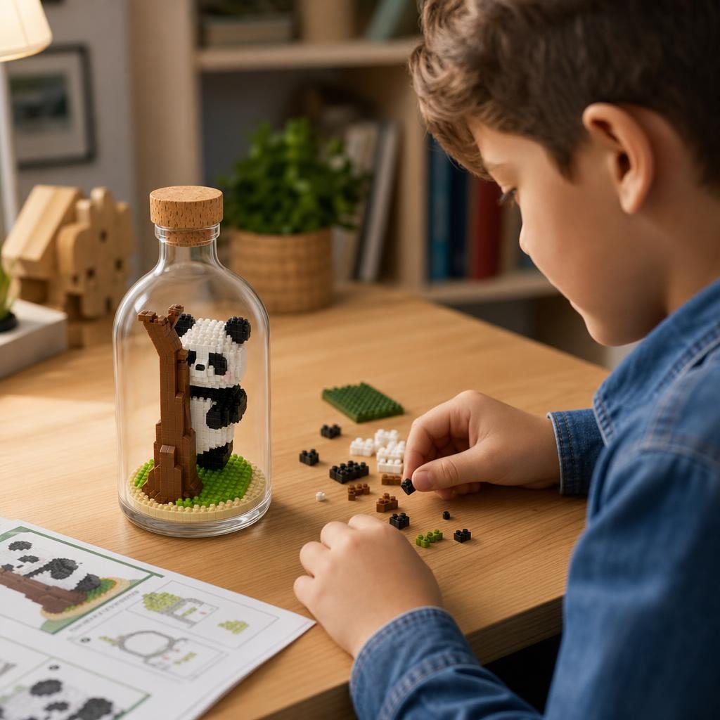 Set de Construit in Sticla, Flippy, din Plastic, +14 Ani, 10 x 19.6 cm, Model Panda 5, Multicolor