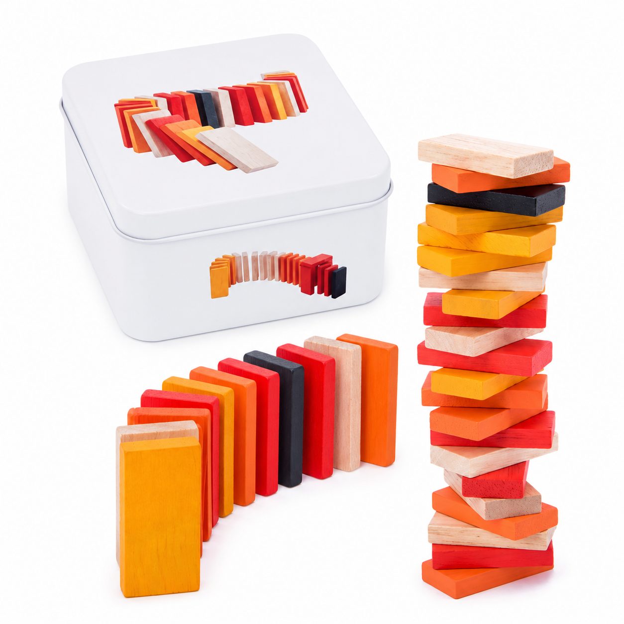 Jucarie Educativa din Lemn, , Joc de Calatorie Tip Domino cu Cutie Metalica, Dezvolta Gandirea Logica, Concentrarea si Indemanarea, Multicolor 1