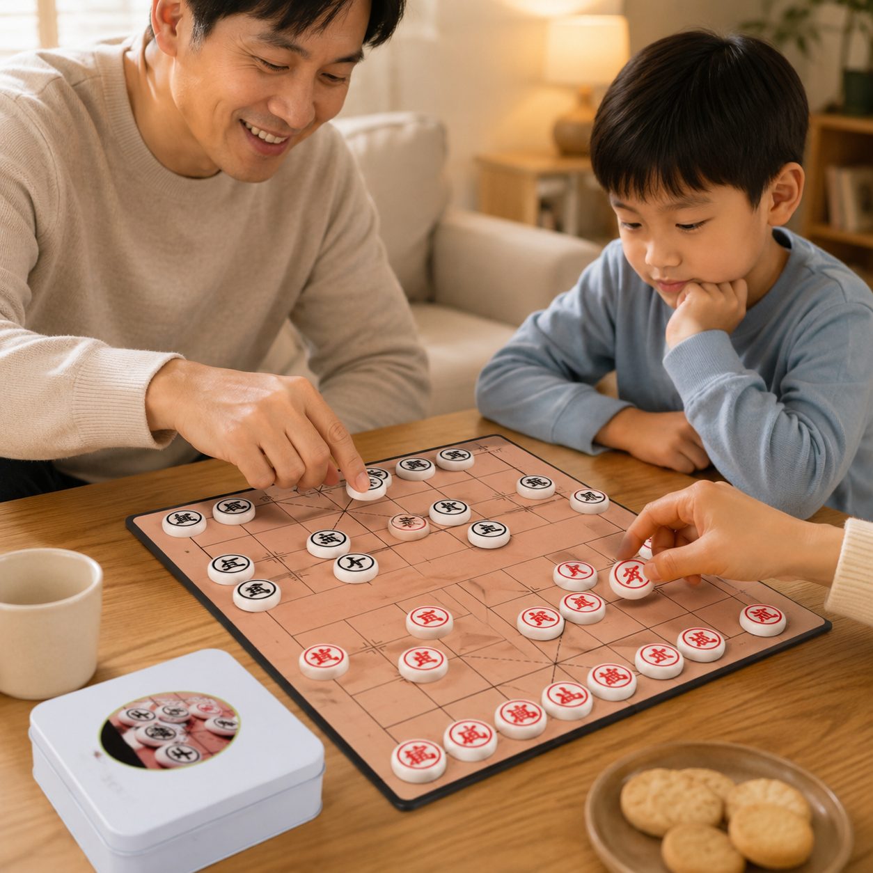 Jucarie Educativa din Lemn, , Joc de Calatorie Tip Sah Chinezesc cu Cutie Metalica, Dezvolta Gandirea Logica si Concentrarea, Multicolor 3
