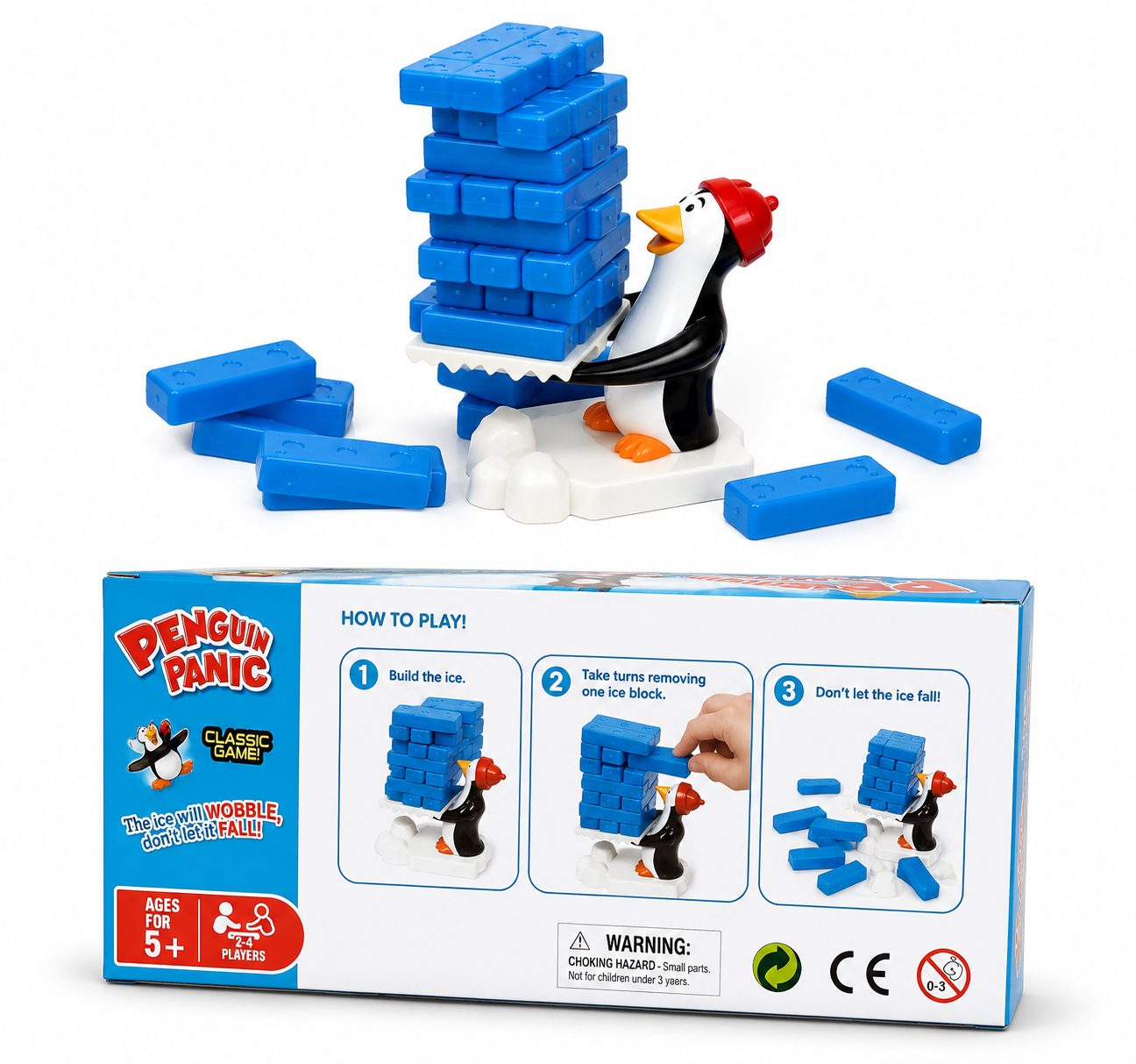 Joc De Indemanare Pinguinul Panicat Tip Jenga, Joc Echilibru Cu Blocuri Si Pinguin Interactiv, Joc Distractiv De Familie Cu Stivuire Si Atentie, Jucarie Educativa Si Coordonare Pentru Copii 3+ Ani, Albastru 4