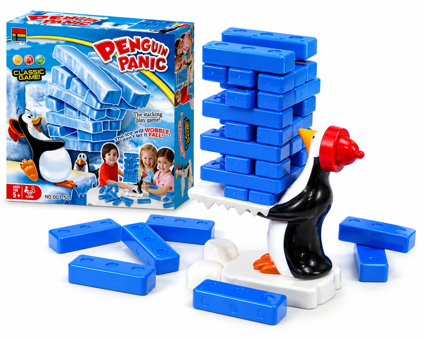 Joc De Indemanare Pinguinul Panicat Tip Jenga, Joc Echilibru Cu Blocuri Si Pinguin Interactiv, Joc Distractiv De Familie Cu Stivuire Si Atentie, Jucarie Educativa Si Coordonare Pentru Copii 3+ Ani, Albastru 3