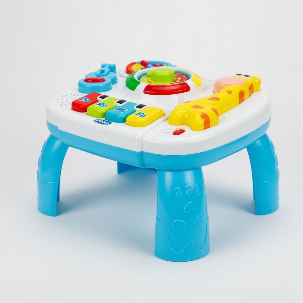 Masa Activitati Interactiva Pentru Copii Cu Girafa, Jucarie 2 in 1 Cu Pian, Butoane Si Jocuri Educative, Centru De Activitati Cu Lumini Si Sunete, Masa De Joaca Multicolora Pentru Dezvoltare Copii 18+ Luni 3
