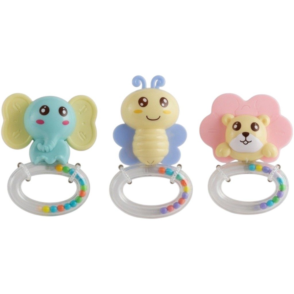 Set 3 Zornaitoare Pentru Bebelusi, Elefant, Albina Si Leu, Jucarii Dentitie Cu Inele Si Sunete, Jucarie Dezvoltare Motrica Si Senzoriala, Pentru Copii 0+ Luni, Model 1, Multicolor 2
