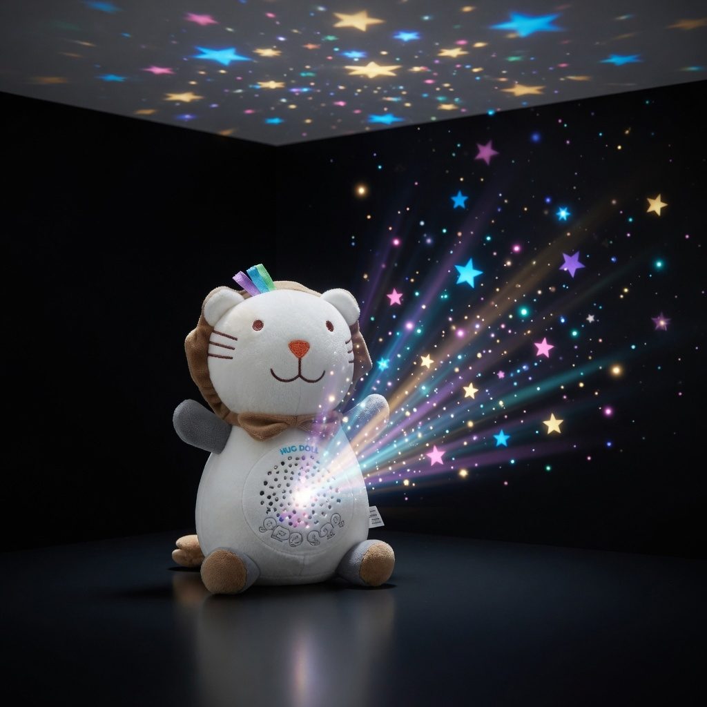 Jucarie Plus Interactiva Pentru Copii Cu Proiectie Luminoasa Si Sunete, Plus Tip Leu Cu Lumina De Veghe Si Muzica, Jucarie De Imbratisat Pentru Somn Linistit Si Relaxare Copii 0+ Luni, Multicolor 5