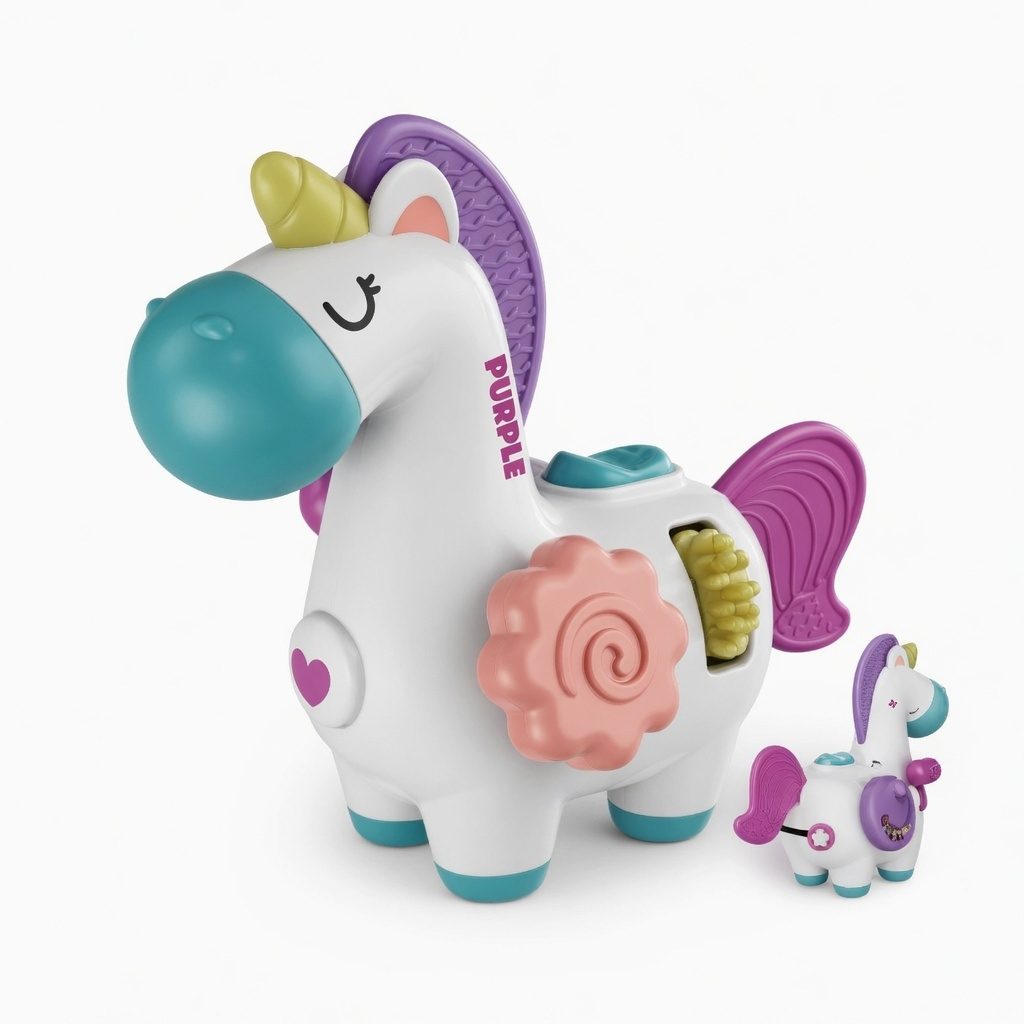 Jucarie Interactiva Bebelusi Unicorn Sensorial, Cu Activitati Si Elemente Mobile, Jucarie Educativa Cu Rotite Si Butoane, Jucarie Dezvoltare Motrica Si Senzoriala, Pentru Copii 0+ Luni, Multicolor 5