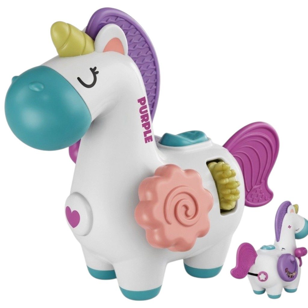 Jucarie Interactiva Bebelusi Unicorn Sensorial, Cu Activitati Si Elemente Mobile, Jucarie Educativa Cu Rotite Si Butoane, Jucarie Dezvoltare Motrica Si Senzoriala, Pentru Copii 0+ Luni, Multicolor 2