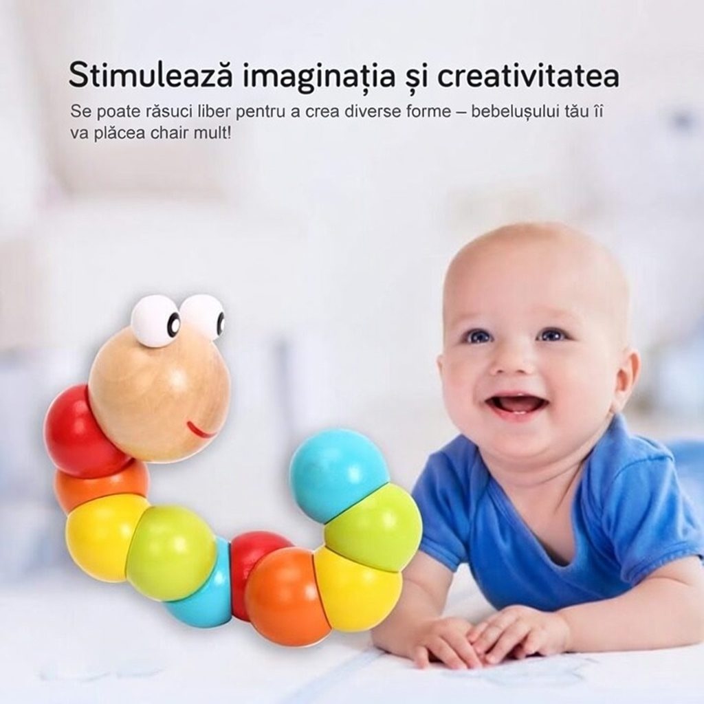 Jucarie Interactiva pentru Bebelusi, 0-18 luni, Culori Stralucitoare, Dezvoltare Senzoriala, Texturi Variate, Multicolor 5