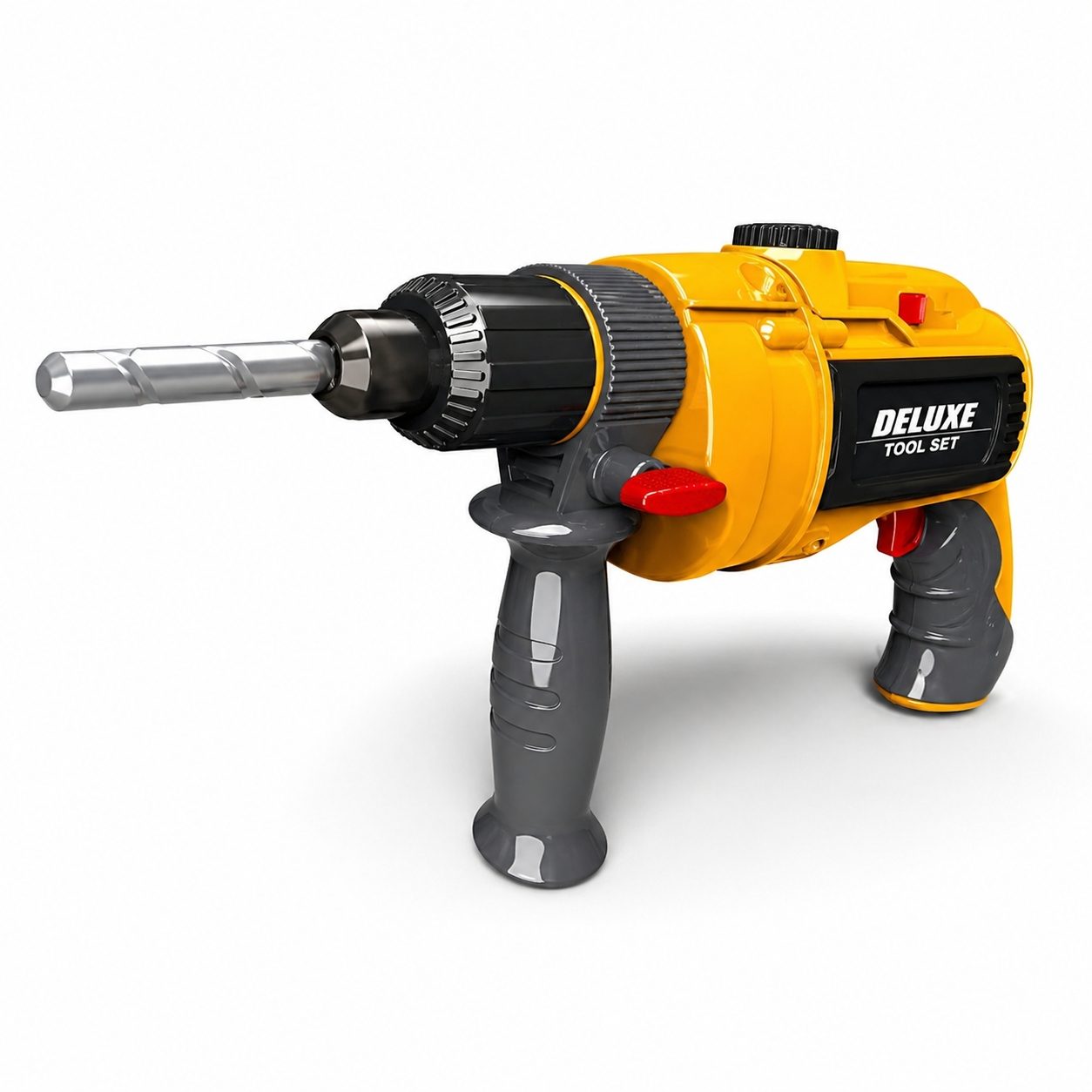 Bormasina Electrica De Jucarie Pentru Copii Cu Accesorii Schimbabile, Masina De Gaurit Interactiva Cu Functie De Rotire Si Efect Realist, Jucarie Tip Scule Pentru Constructii Si Joc De Rol Copii 3+ Ani, Galben 2