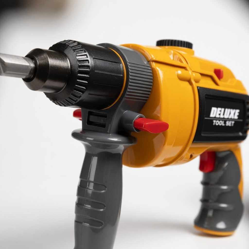 Bormasina Electrica De Jucarie Pentru Copii Cu Accesorii Schimbabile, Masina De Gaurit Interactiva Cu Functie De Rotire Si Efect Realist, Jucarie Tip Scule Pentru Constructii Si Joc De Rol Copii 3+ Ani, Galben 5