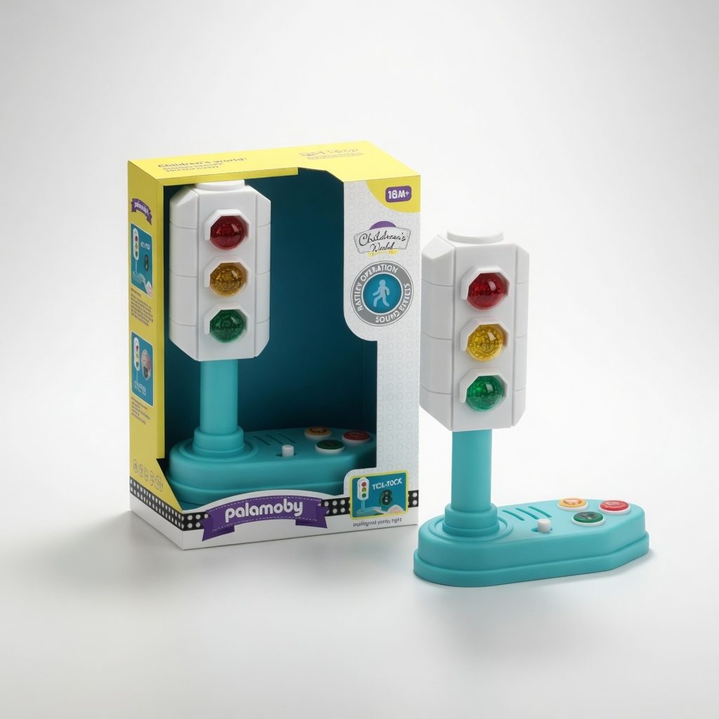 Semafor Interactiv Pentru Copii Cu Lumini Si Sunete, Jucarie Educativa Semafor Rutier Cu Butoane Si Efecte Sonore, Jucarie De Invatare Reguli De Circulatie, Set Interactiv Pentru Dezvoltare Copii 18+ Luni, Multicolor 3