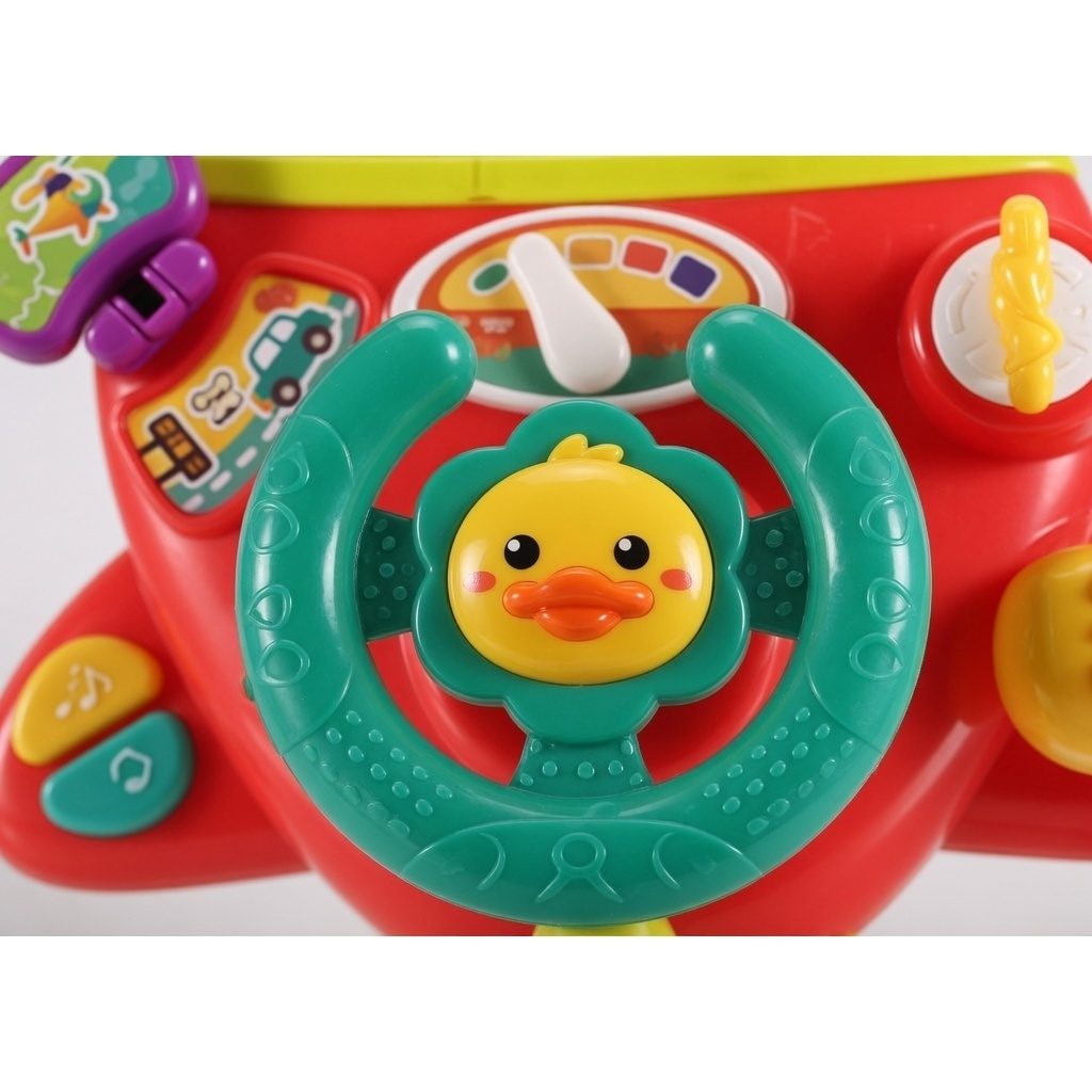 Volan Interactiv Pentru Copii Cu Lumini Si Sunete, Jucarie Educativa Tip Avion Cu Butoane Si Activitati, Volan De Joaca Cu Efecte Audio Si Elemente Rotative, Jucarie Senzoriala Pentru Dezvoltare Copii 18+ Luni, Multicolor 5